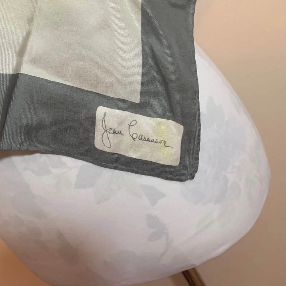 Jean Casauave Yellow , Black, White and Gray Vintage Scarf - Picture 2 of 6